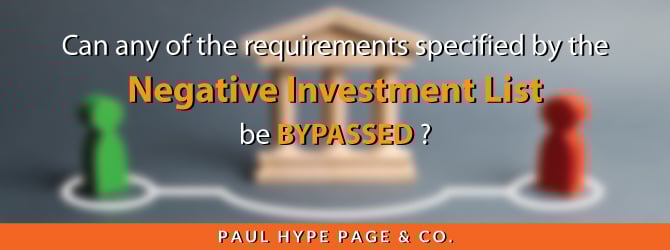 Requirements Specified by Negative Investment List